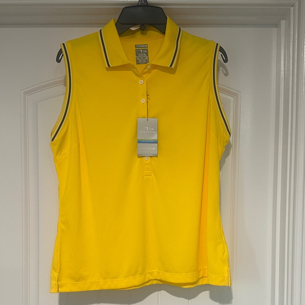 Yellow Sleeveless Golf Polo Top